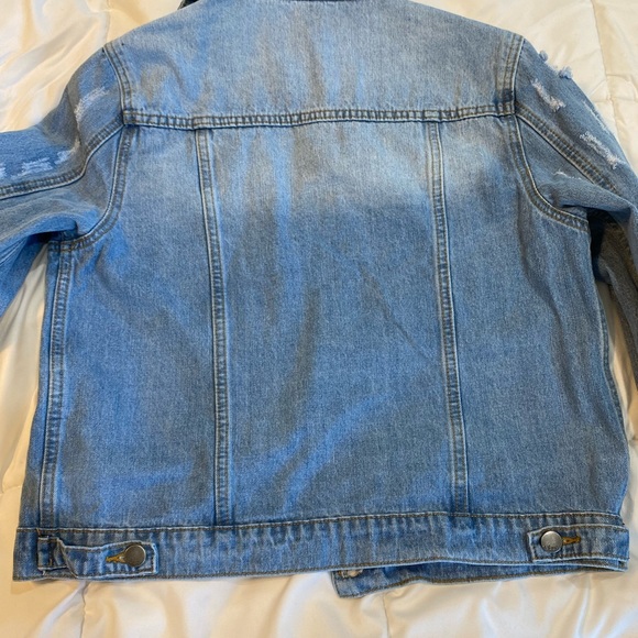 Distress Denim Womens Jacket Natures Denim Pink Lilly Size L - Picture 6 of 11